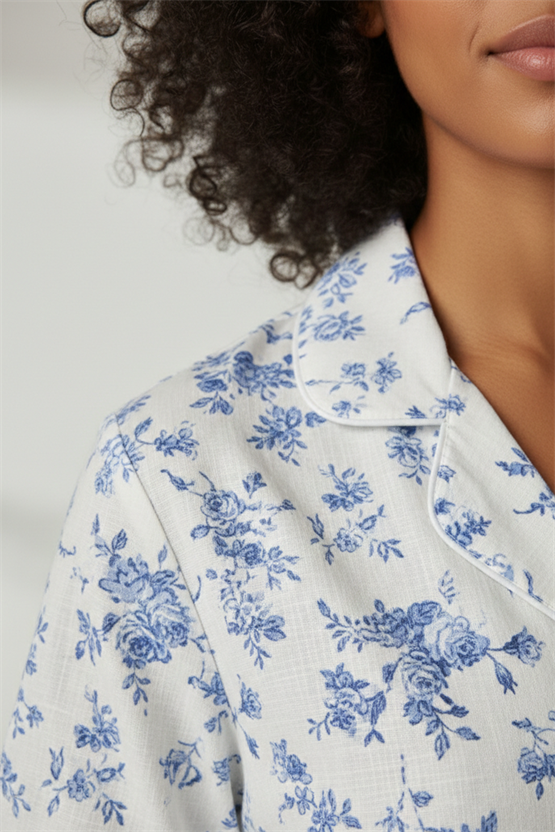 Pamuklu Kısa Kollu Tişört Pantolon Takım Beyaz