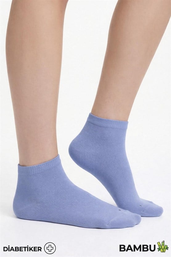 Unisex Bambu Diyabetik Sneaker Çorap Gece Mavisi
