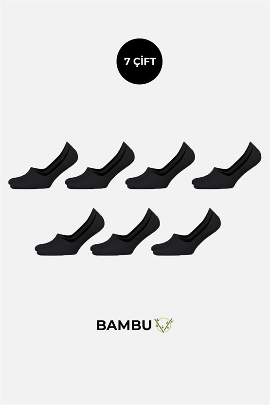 Unisex Bambu Kutulu 7 Çift Babet Çorap Siyah