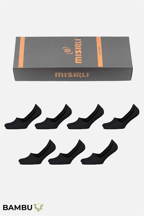Unisex Bambu Kutulu 7 Çift Babet Çorap Siyah