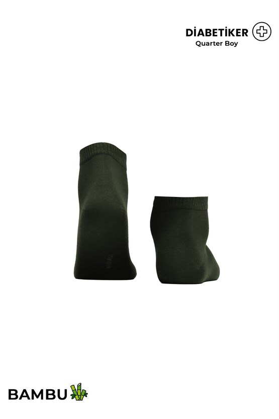 Unisex Diyabetik Bambu Kısa Konç Çorap Haki