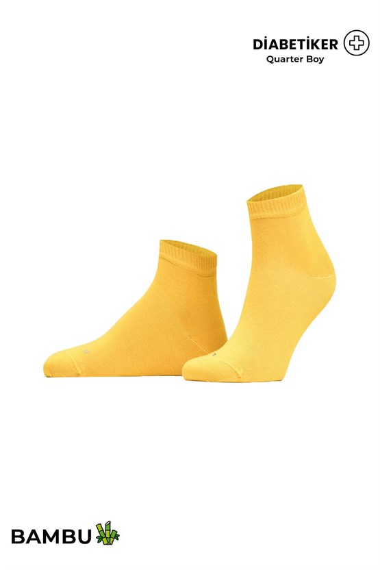 Unisex Diyabetik Bambu Kısa Konç Çorap Hardal