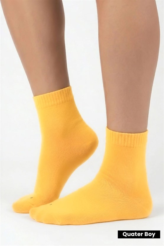 Unisex Diyabetik Bambu Kısa Konç Çorap Hardal