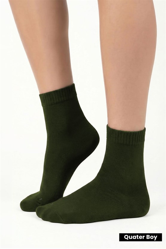 Unisex Diyabetik Bambu Kısa Konç Çorap Haki