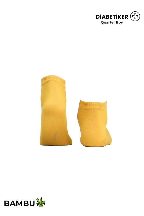 Unisex Diyabetik Bambu Kısa Konç Çorap Hardal