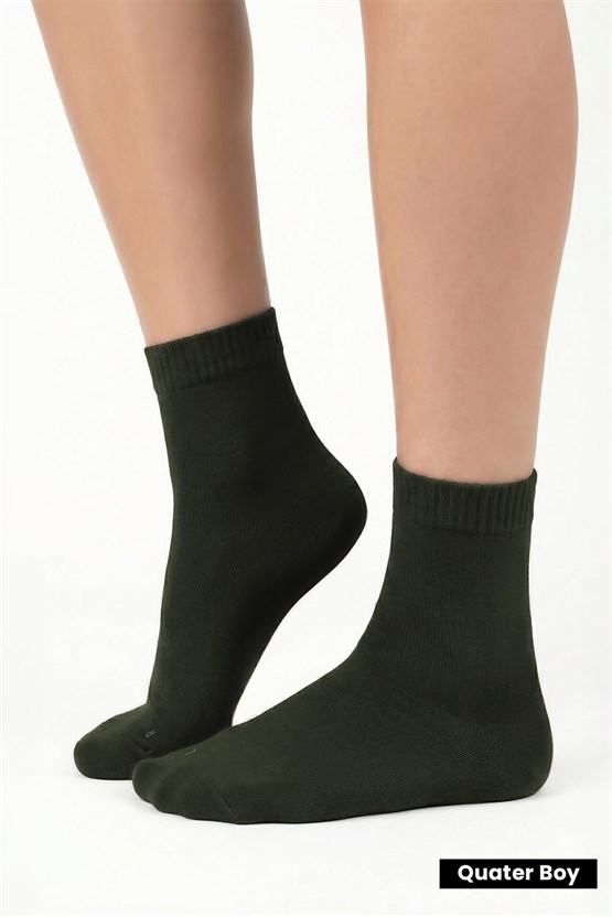 Unisex Diyabetik Bambu Kısa Konç Çorap Koyu Haki