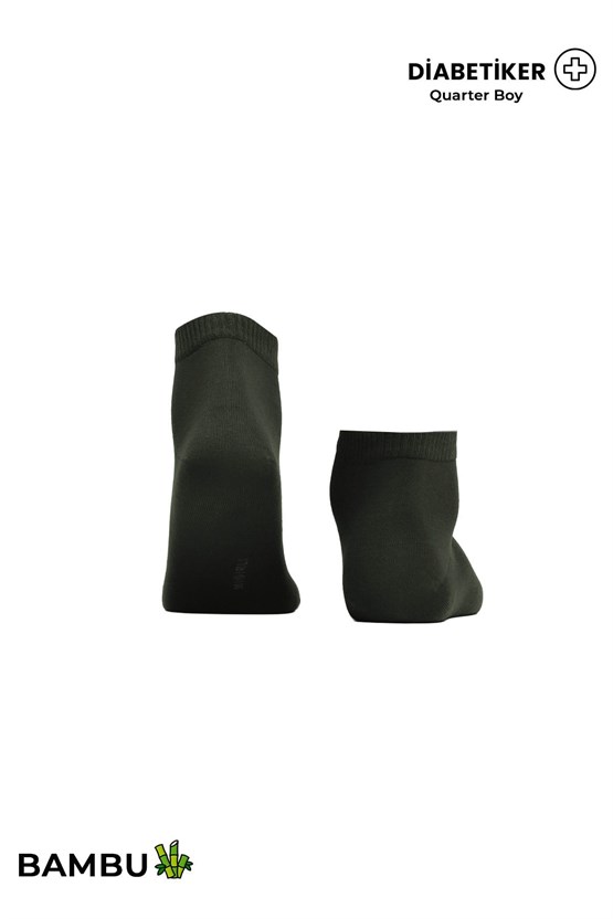 Unisex Diyabetik Bambu Kısa Konç Çorap Koyu Haki