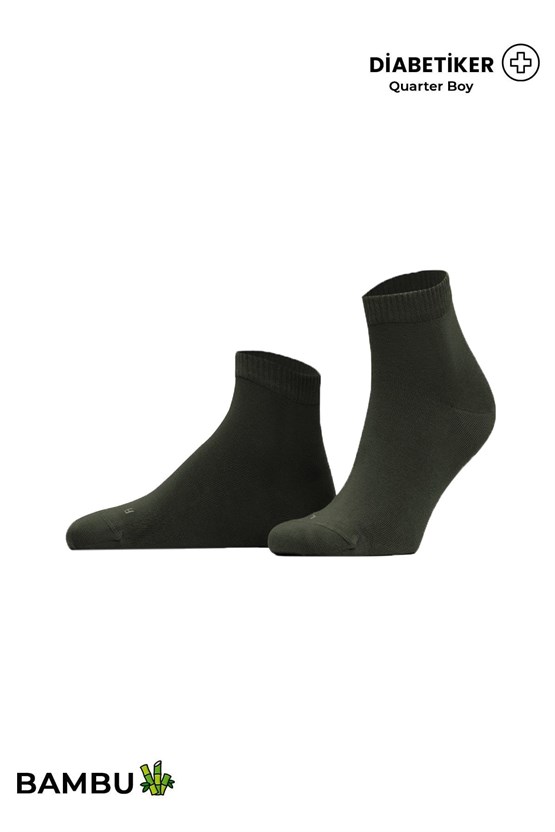 Unisex Diyabetik Bambu Kısa Konç Çorap Koyu Haki