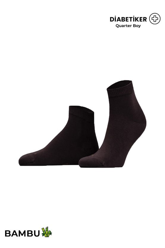 Unisex Diyabetik Bambu Kısa Konç Çorap Kahverengi