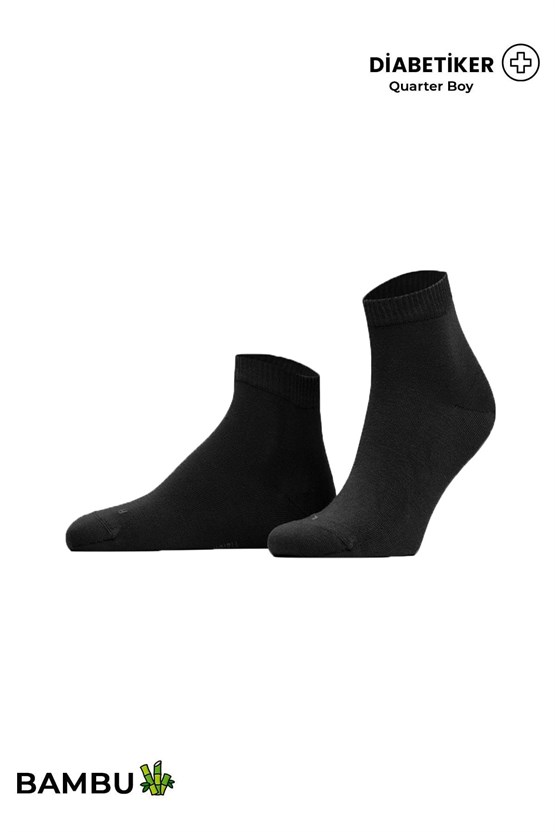Unisex Diyabetik Bambu Kısa Konç Çorap Siyah
