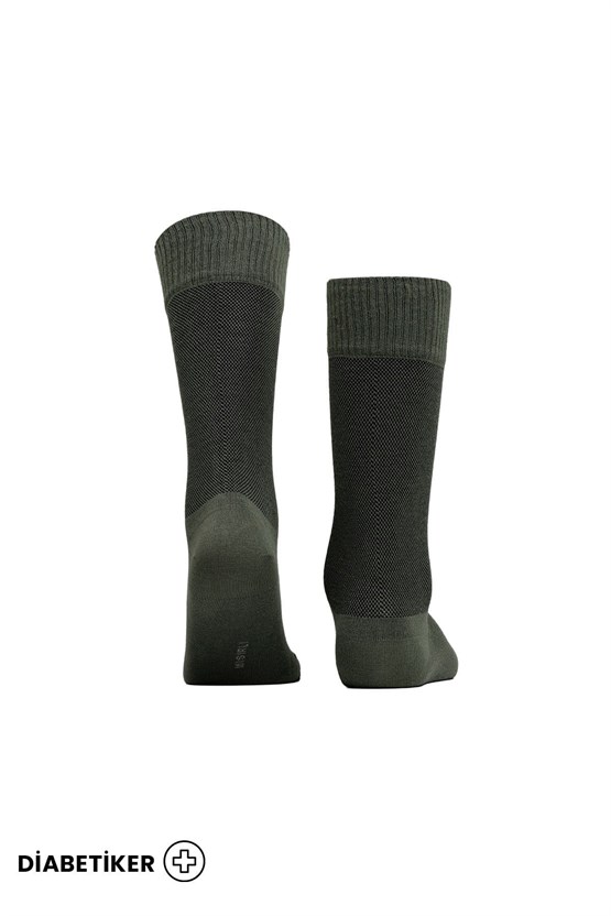 Unisex Diyabetik Bambu Soket Çorap Koyu Haki
