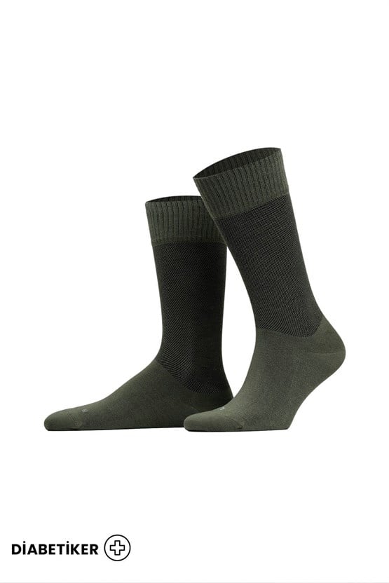 Unisex Diyabetik Bambu Soket Çorap Koyu Haki