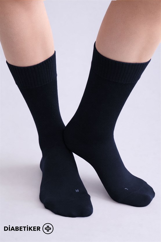 Unisex Diyabetik Bambu Soket Çorap Lacivert