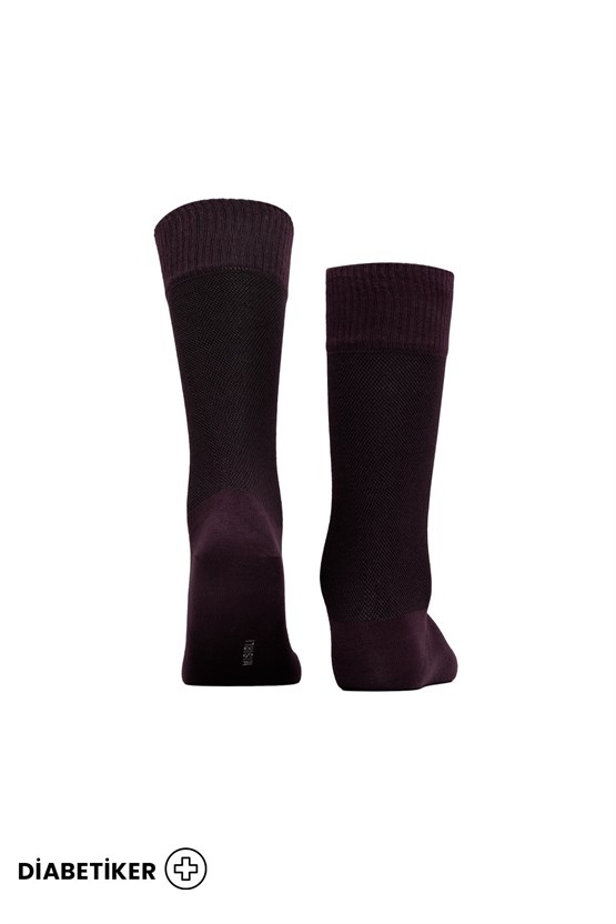 Unisex Diyabetik Bambu Soket Çorap Mor