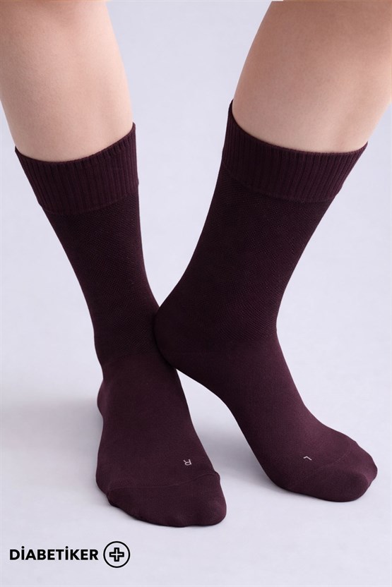 Unisex Diyabetik Bambu Soket Çorap Mor