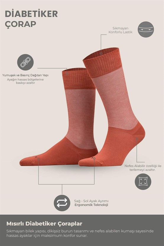 Unisex Diyabetik Bambu Soket Çorap Pas Kırmızı