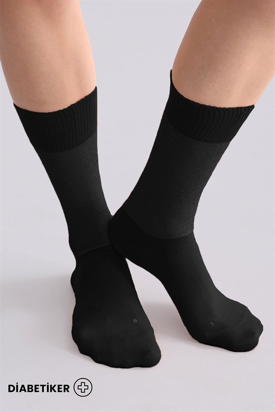 Unisex Diyabetik Bambu Soket Çorap Siyah