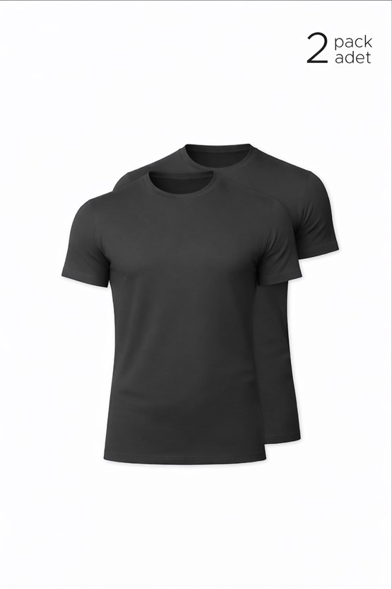 Unisex Modal Bisiklet Yaka Tişört Gri