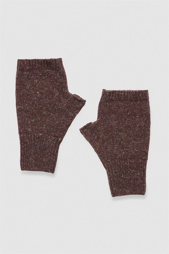 Unisex Yün Bere Eldiven Takımı - Milda Kahverengi