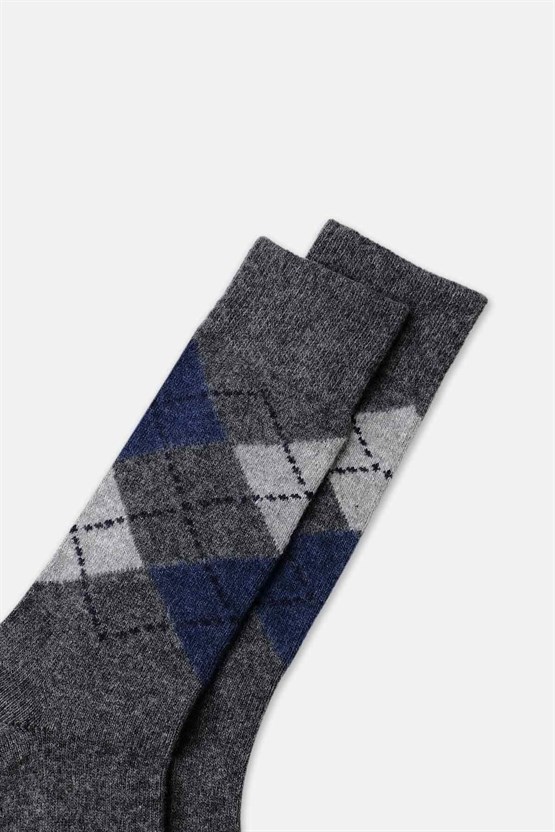 Aytuğ Erkek Kuzu Yünü (Lambswool) Tekli Soket Çorap Füme
