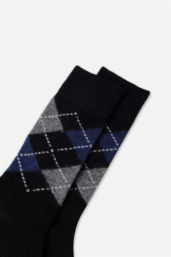 Aytuğ Erkek Kuzu Yünü (Lambswool) Tekli Soket Çorap Siyah