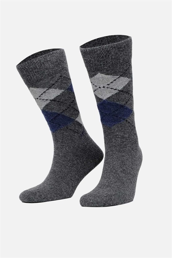 Aytuğ Erkek Kuzu Yünü (Lambswool) Tekli Soket Çorap Füme