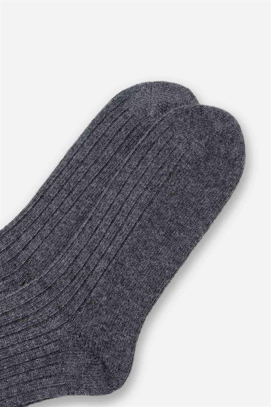 Aytuğ Erkek Kuzu Yüzü (Lambswool) Tekli Soket Çorap Füme