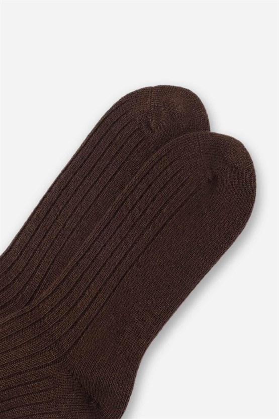 Aytuğ Erkek Kuzu Yüzü (Lambswool) Tekli Soket Çorap Kahverengi