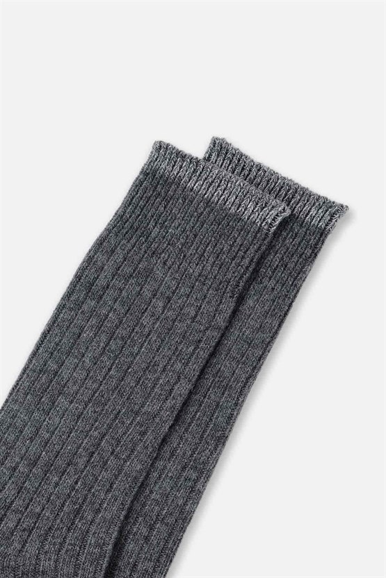 Aytuğ Erkek Kuzu Yüzü (Lambswool) Tekli Soket Çorap Füme