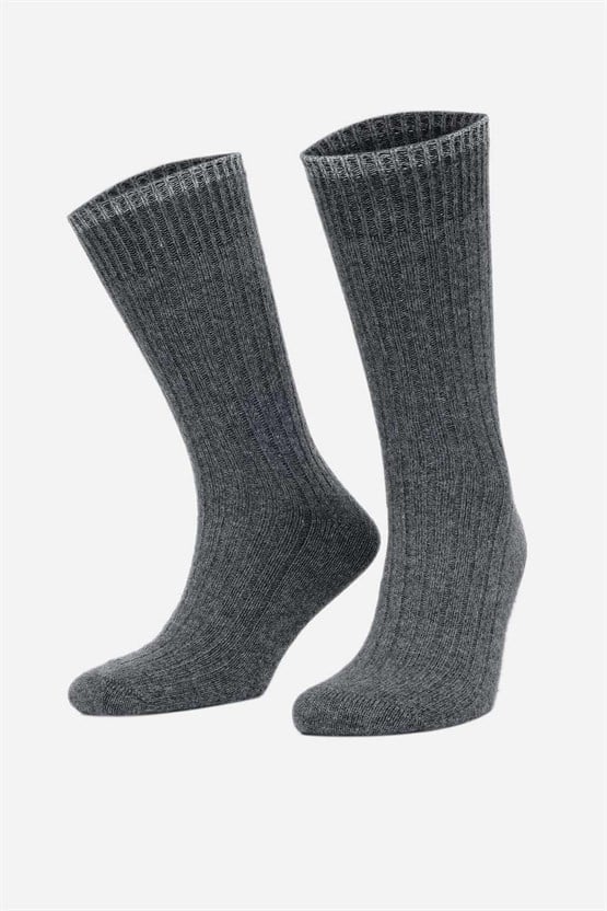 Aytuğ Erkek Kuzu Yüzü (Lambswool) Tekli Soket Çorap Füme