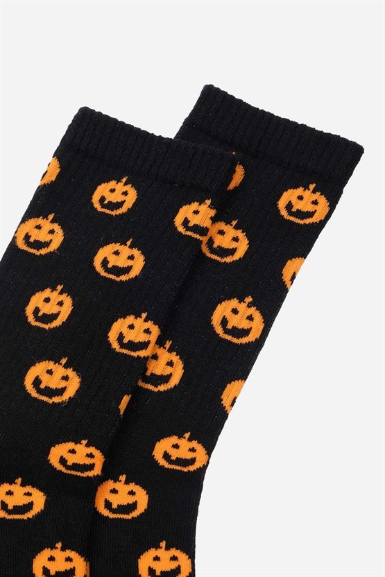Aytuğ Erkek Pamuklu Halloween Temalı Soket Çorap Siyah
