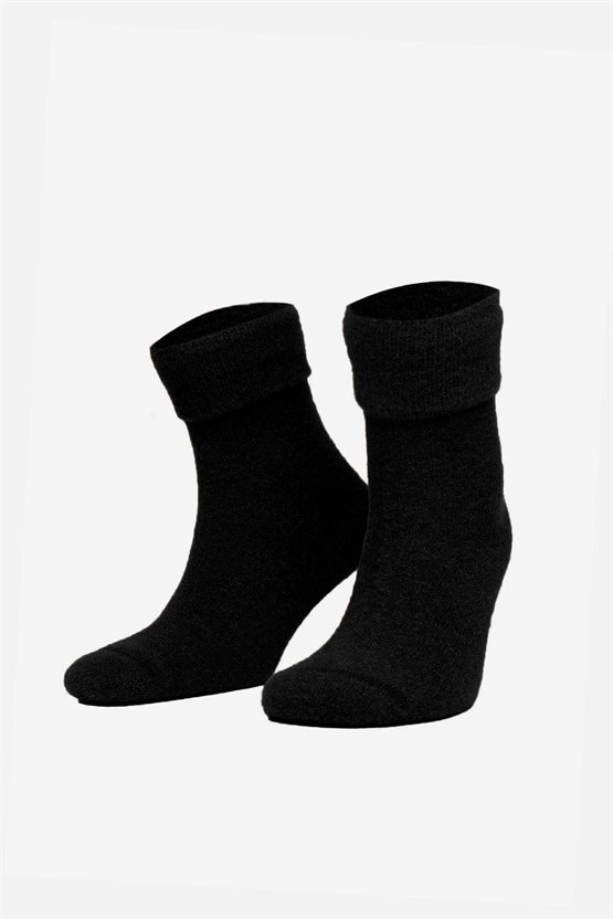 Aytuğ Kadın Soft Peluş Kışlık Tekli Soket Çorap  A 48004 S Siyah