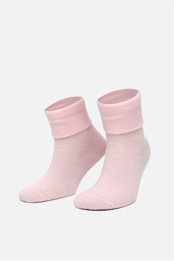 Kadın Soft Peluş Termal Tekli Soket Çorap Açık Pembe