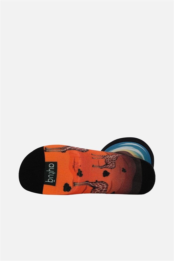 Aytuğ Unisex Pamuklu Zürafa Desenli Eğlenceli Soket Çorabı Zürafa Desenli