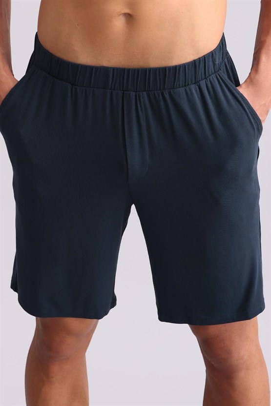 Erkek Modal Şort Pijama Gece Mavisi