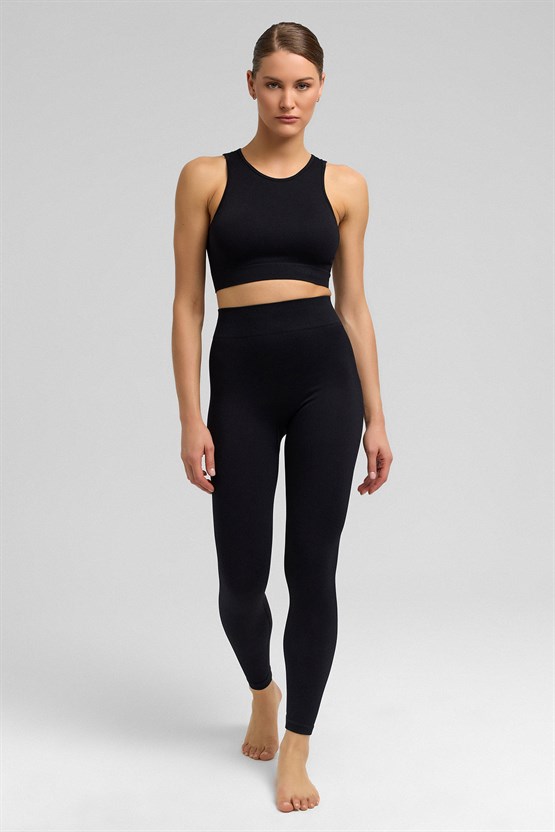 Kadın Activewear Alda Seamless Crop Siyah