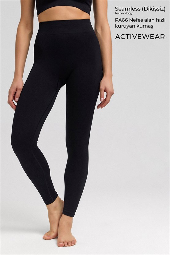 Kadın Activewear Carlotta Seamless Ripli Tayt Siyah