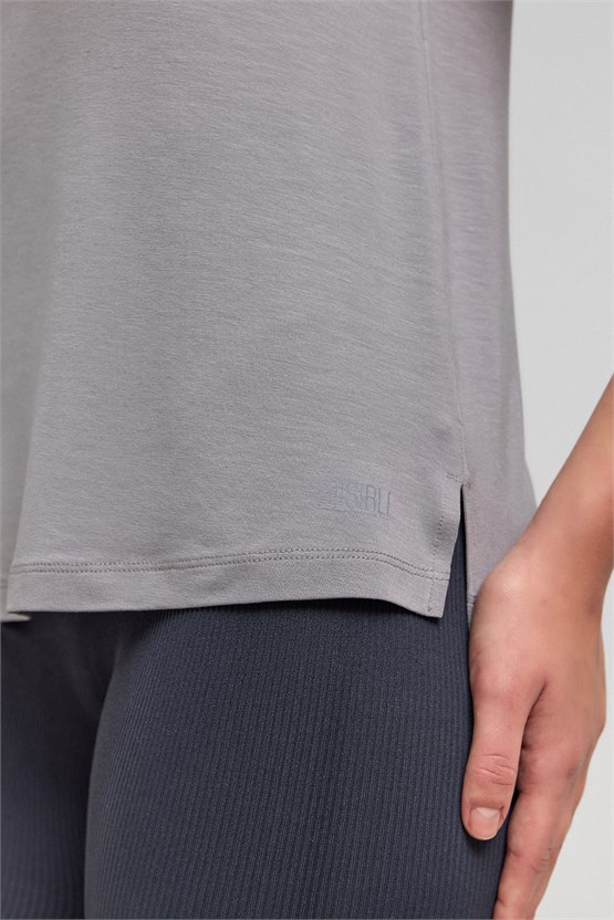 Kadın Zeta Modal by Tencel Tişört Gri