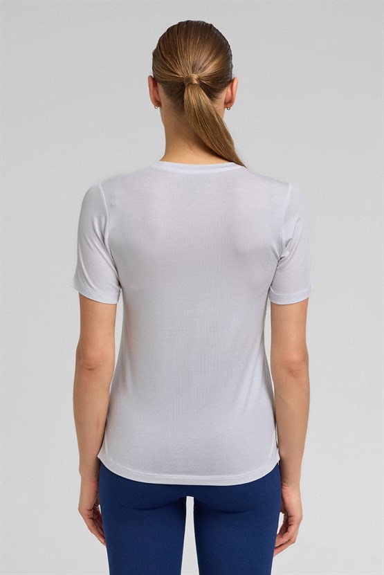 Kadın Activewear Zeta Modal by Tencel Tişört Beyaz