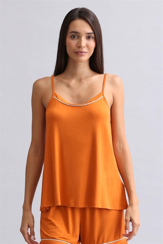 Kadın Modal İnce Askılı Pijama Üst Pas Kırmızı