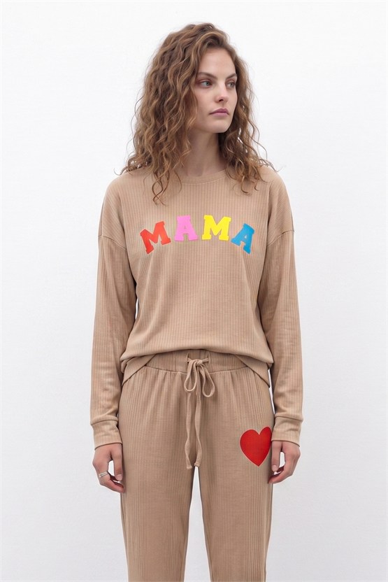 Kadın  Pamuk Pijama Takım Bej