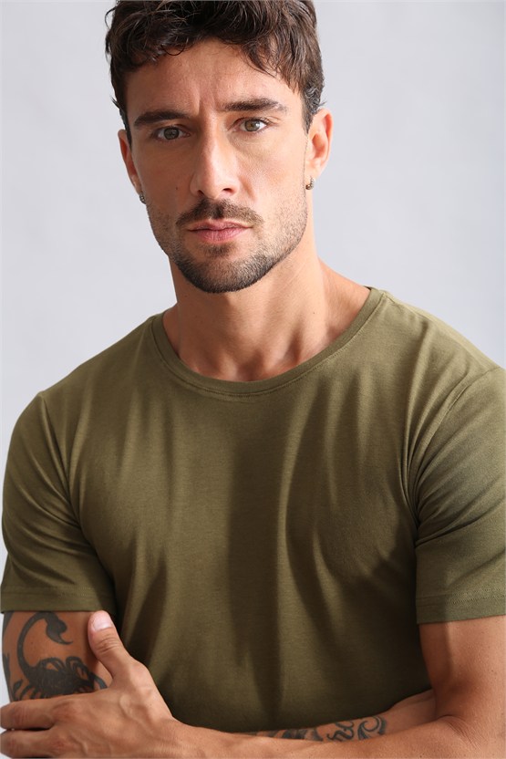 Mısırlı BAMBU HERCULES Slim Fit Bisiklet Yaka Fanila Koyu Haki