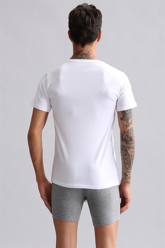 Mısırlı BAMBU HERCULES Slim Fit Bisiklet Yaka Fanila / T-Shirt Beyaz