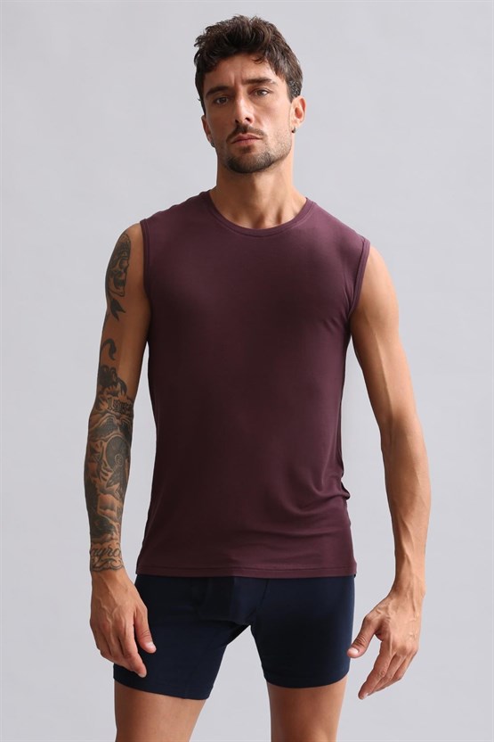 Mısırlı BAMBU HERCULES Slim Fit Bisiklet Yaka Sporcu Atlet / T-Shirt Mor