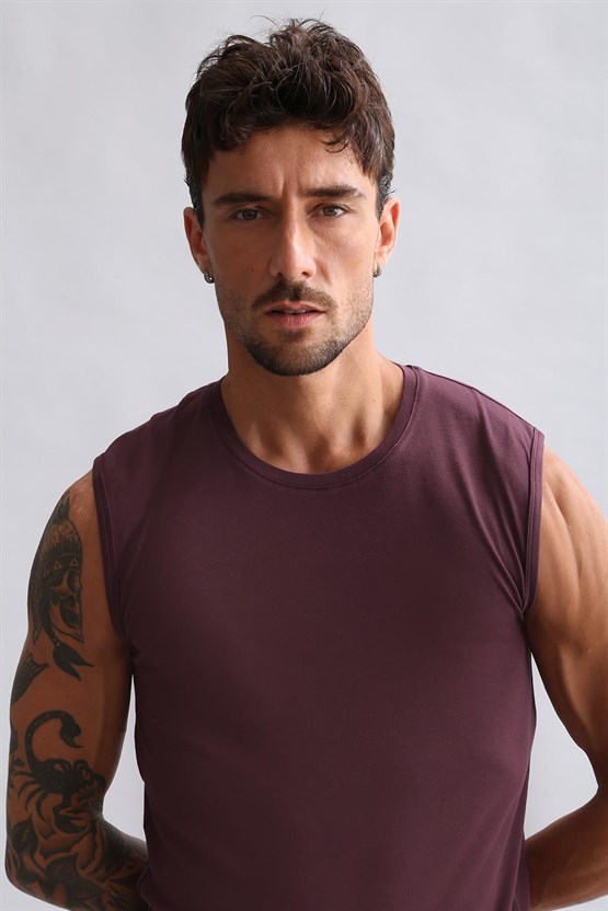 Mısırlı BAMBU HERCULES Slim Fit Bisiklet Yaka Sporcu Atlet / T-Shirt Mor