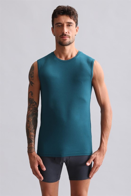 Mısırlı BAMBU HERCULES Slim Fit Bisiklet Yaka Sporcu Atlet / T-Shirt Fit Green