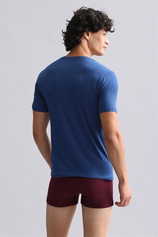 Mısırlı BAMBU HERCULES Slim Fit V Yaka Fanila / T-Shirt Gece Mavisi