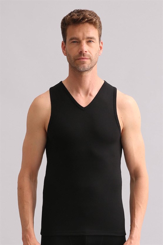 Mısırlı BAMBU TERMAL V Yaka Sporcu Atlet / T-Shirt Siyah