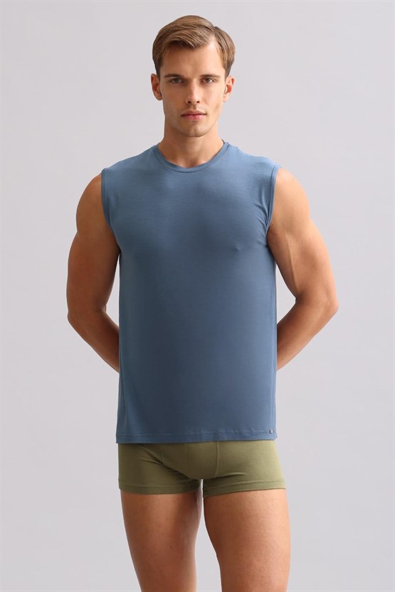 Mısırlı BAMBU ZEUS LUXURY Regular Fit Bisiklet Yaka Sporcu Atlet / T-Shirt Gece Mavisi