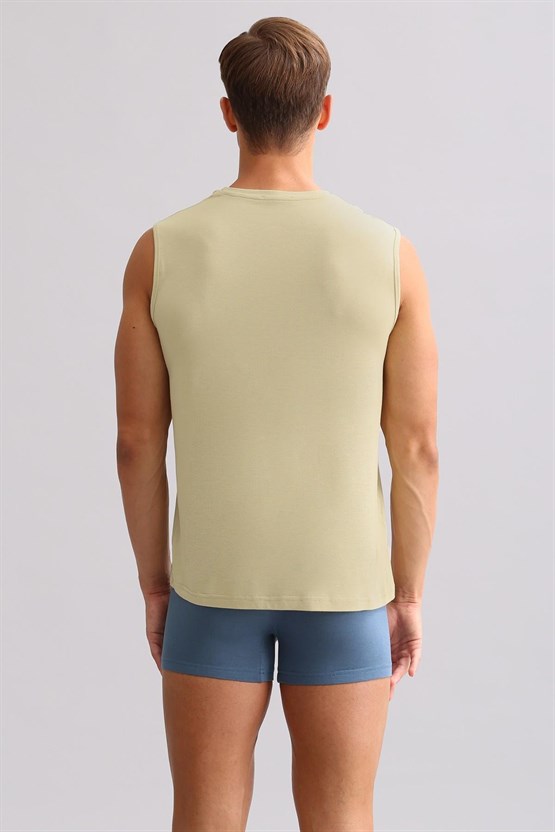 Mısırlı BAMBU ZEUS LUXURY Regular Fit Bisiklet Yaka Sporcu Atlet / T-Shirt Haki Ada